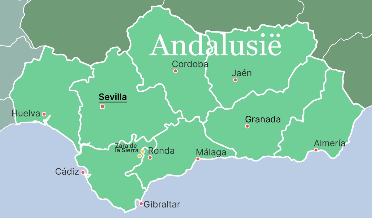 Kaart van Andalusië